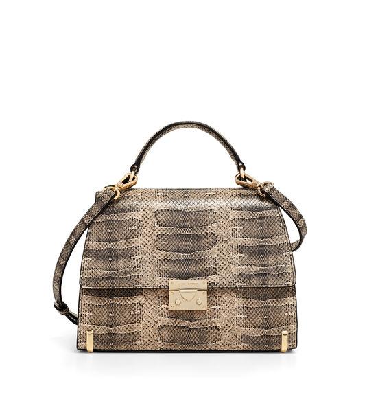Henri Bendel Waldorf Snake Embossed Top Handle Satchel