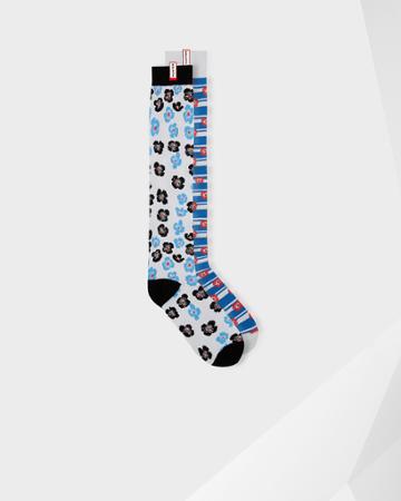 Unisex Original Flower And Stripe Print Knee High Socks