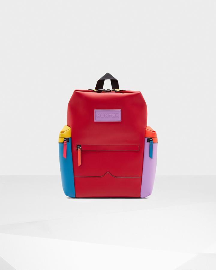 Original Colour Block Top Clip Rubberised Leather Backpack