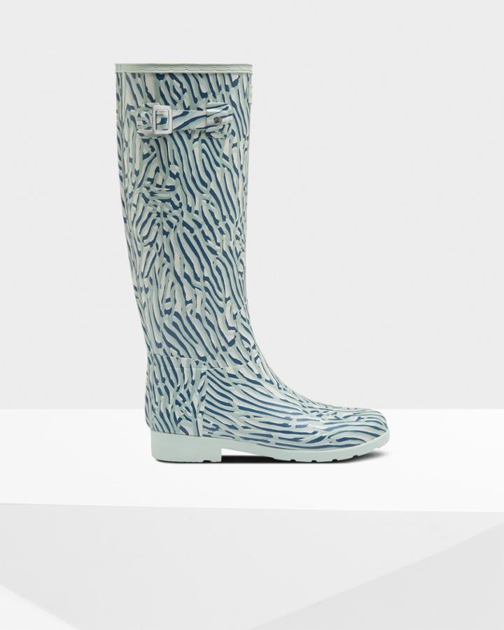Women's Refined Slim Fit Coral Print Tall Rain Boots