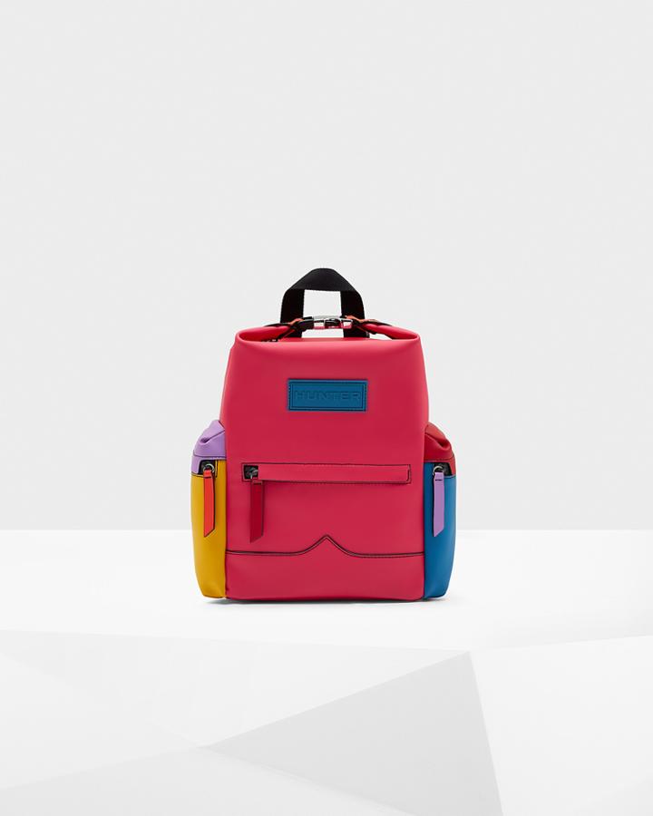 Original Color Block Top Clip Rubberised Leather Backpack