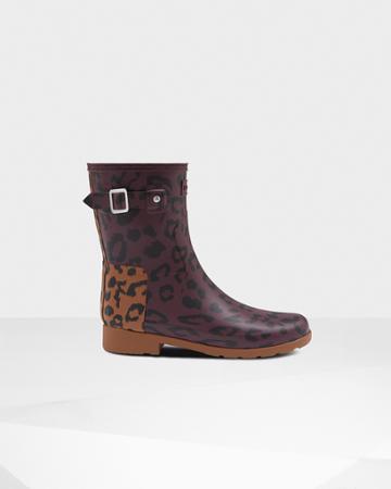Women's Leopard Print Refined Slim Fit Short Rain Boot