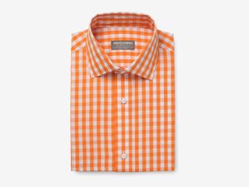 Indochino Summer Orange Gingham Custom Tailored Men's Dress Shirt