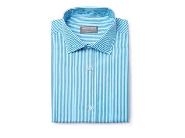 Indochino Aqua Pinstripe Wrinkle-free Custom Tailored Men's Dress Shirt