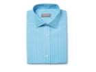Indochino Aqua Pinstripe Wrinkle-free Custom Tailored Men's Dress Shirt