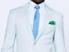 Indochino Aqua Blue Basketweave Custom Tailored Men's Blazer