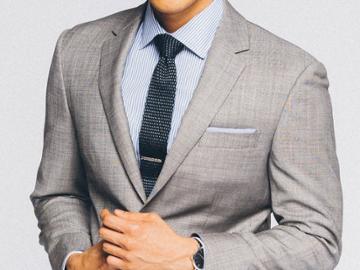 Indochino Premium Silver Sharkskin Custom Tailored Men's Suit