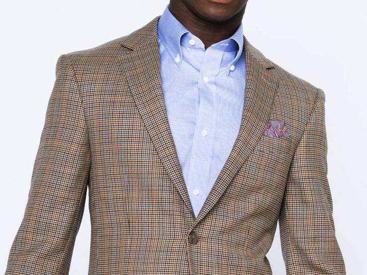 Indochino Summer Tan Houndstooth Custom Tailored Men's Blazer