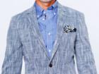 Indochino Mixed Navy Slub Cotton Custom Tailored Men's Blazer