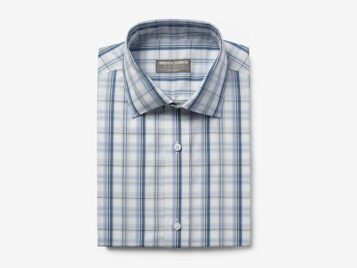 Indochino Multi Blue Plaid Custom Tailored Men's Dress Shirt