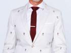 Indochino Stone Vintage Pinup Embroidered Stretch Cotton Custom Tailored Men's Suit