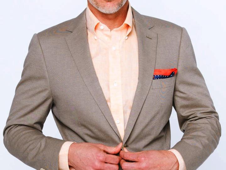 Indochino Tan Micro Houndstooth Cotton Custom Tailored Men's Suit