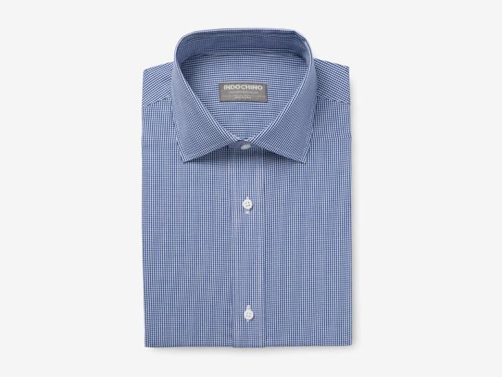 Indochino Navy Micro Gingham Custom Tailored Men's Dress Shirt