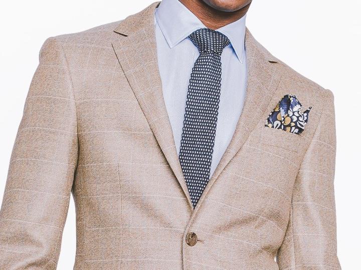 Indochino Tan Windowpane Pebbleweave Custom Tailored Men's Blazer