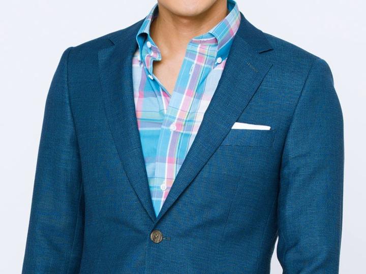 Indochino Blue Basketweave Custom Tailored Men's Blazer