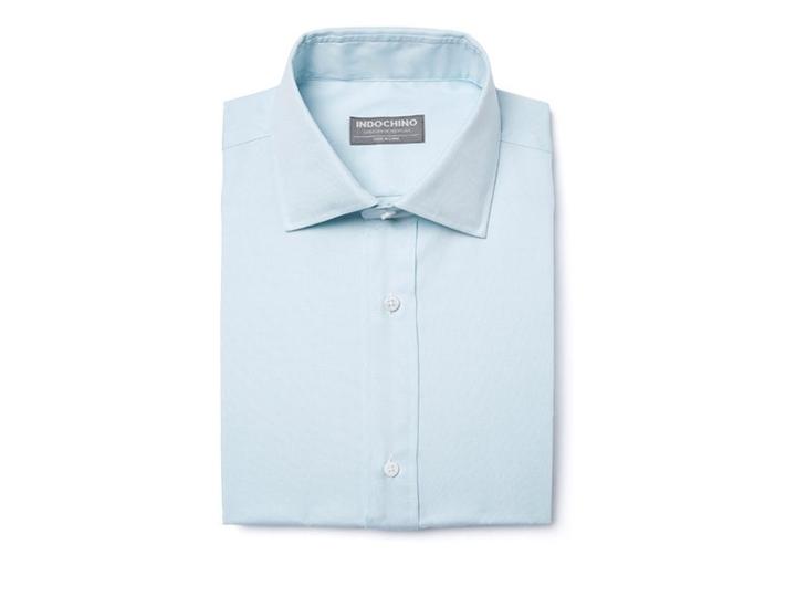 Indochino Light Aqua Pinpoint Oxford Custom Tailored Men's Dress Shirt