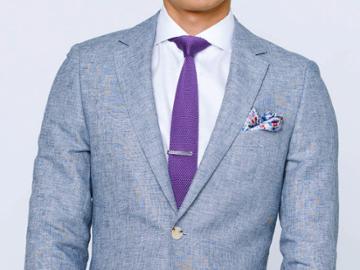 Indochino Light Blue Slub Twill Custom Tailored Men's Suit