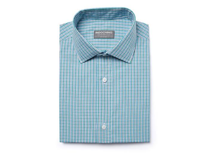 Indochino Blue And Green Check Custom Tailored Men's Dress Shirt