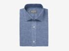 Indochino Navy Micro Gingham Cotton-linen Custom Tailored Men's Dress Shirt