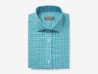 Indochino Aqua Gingham Cotton-linen Custom Tailored Men's Dress Shirt