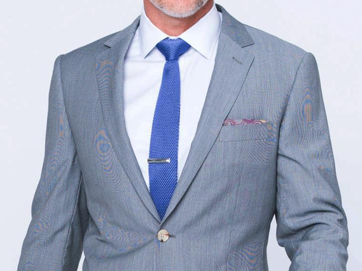 Indochino Light Gray Textured Twill Custom Tailored Men's Suit