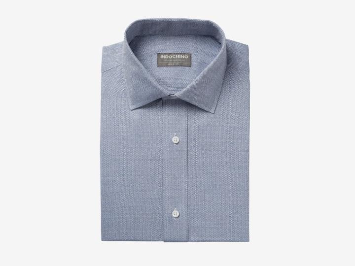 Indochino Blue Dobby Micro Diamond Custom Tailored Men's Dress Shirt