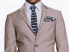 Indochino Tan Fineline Wool-mohair Custom Tailored Men's Suit