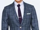 Indochino Washed Indigo Plaid Linen Custom Tailored Men's Suit