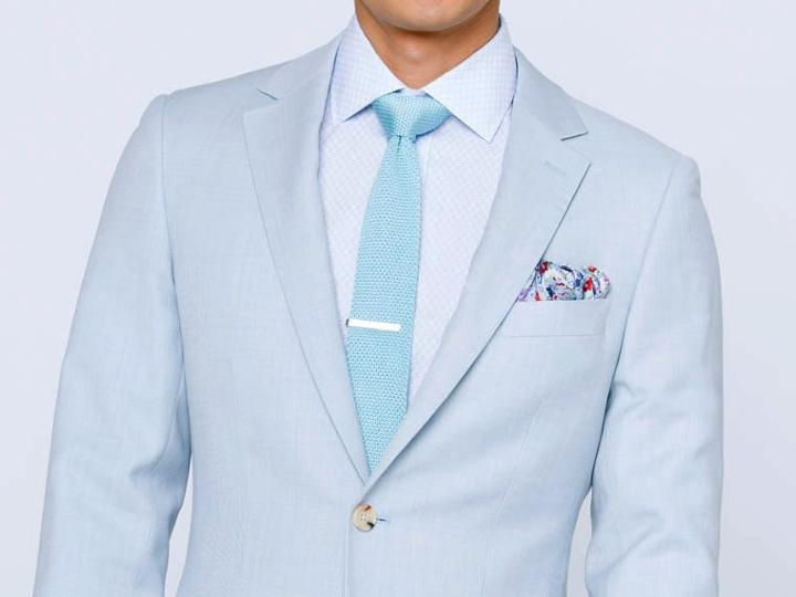 Indochino French Blue Micro Houndstooth Custom Tailored Men's Blazer