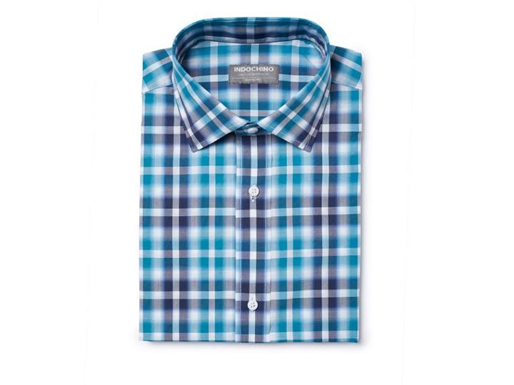 Indochino Teal Plaid Custom Tailored Men's Dress Shirt