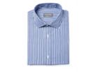 Indochino White And Blue Stripe Custom Tailored Men's Dress Shirt