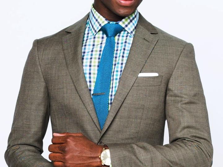 Indochino Light Olive Plain Weave Custom Tailored Men's Suit