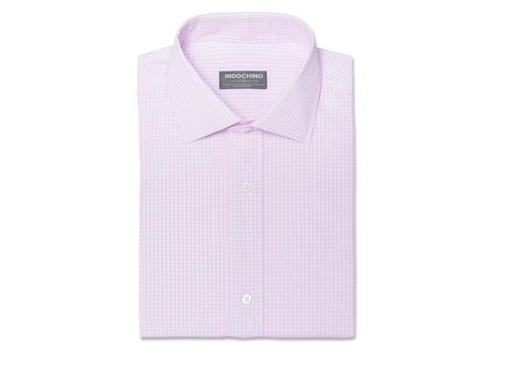 Indochino Pink Gingham Wrinkle-free Custom Tailored Men's Dress Shirt