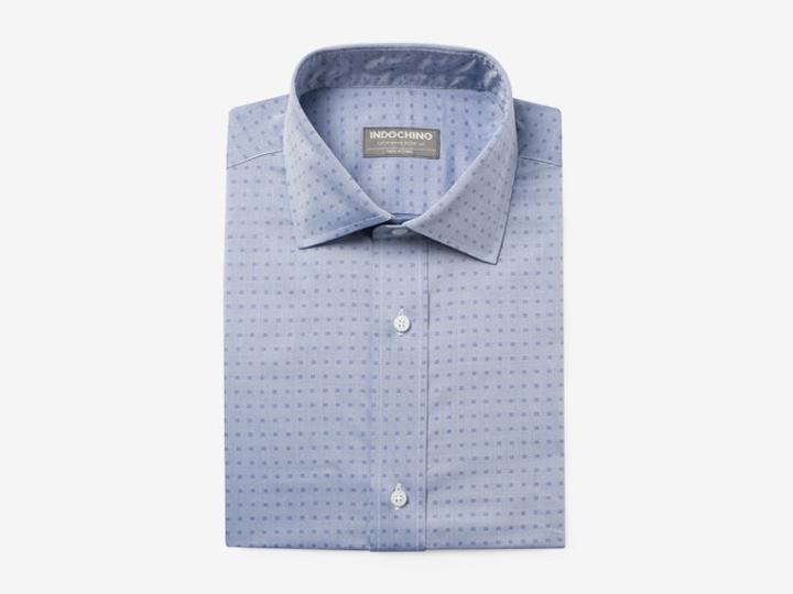 Indochino Light Blue Dobby Square Custom Tailored Men's Dress Shirt