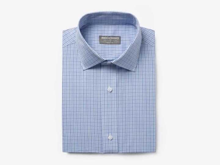 Indochino Light Blue Check Custom Tailored Men's Dress Shirt