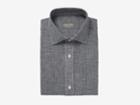 Indochino Black Micro Gingham Cotton-linen Custom Tailored Men's Dress Shirt