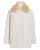 Ganni Ridgewood Corduroy Faux Fur Jacket Ivory/beige 36