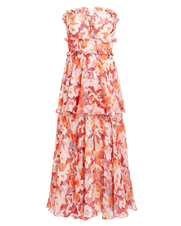 Amur Darla Bustier Dress White/red/orange 2