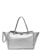 Valentino Garavani Rockstud Silver Medium Tote Silver 1size