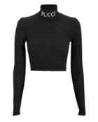 Emilio Pucci Logo Cropped Sweater Black S