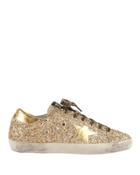 Golden Goose Superstar Leopard Lace Gold Glitter Sneakers Gold 36