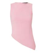 Brandon Maxwell Pink High Neck Asymmetrical Hem Top Pink 2