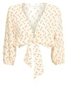 Faithfull The Brand La Guardia Floral Wrap Top Ivory/yellow Floral P
