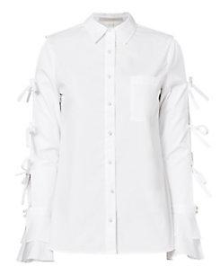 Jonathan Simkhai Pearl Detail Tie Sleeve Shirt