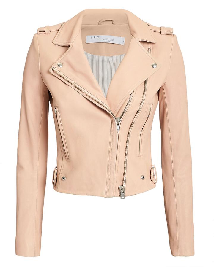 Iro Dylan Powder Pink Leather Jacket Powder Pink 42