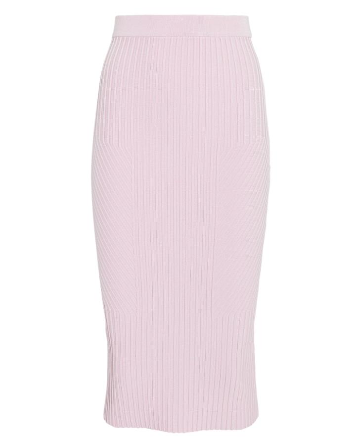 Jonathan Simkhai Lavender Rib Knit Pencil Skirt Purple-lt S
