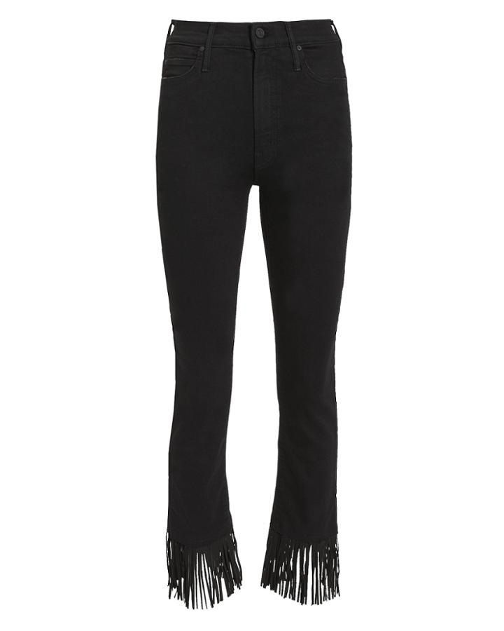 Mother Rascal Crop Fray Jeans Black 25