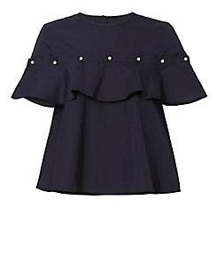 Jonathan Simkhai Pearl Detail Ruffle Top