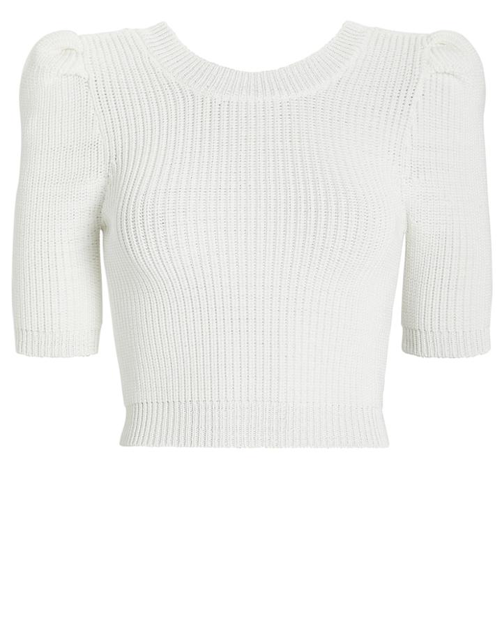 Cushnie Et Ochs Cushnie Pleated Sleeve Knit Crop Top White S