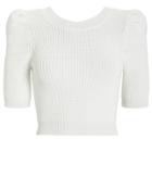 Cushnie Et Ochs Cushnie Pleated Sleeve Knit Crop Top White S